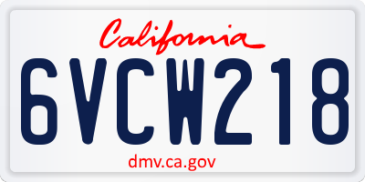 CA license plate 6VCW218