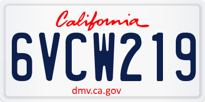 CA license plate 6VCW219