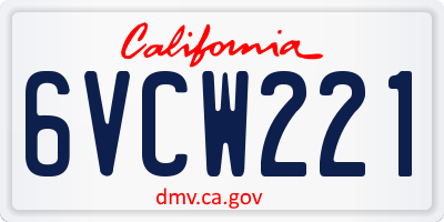 CA license plate 6VCW221