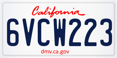 CA license plate 6VCW223