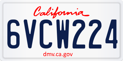 CA license plate 6VCW224