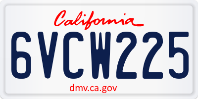 CA license plate 6VCW225