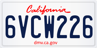 CA license plate 6VCW226