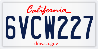CA license plate 6VCW227