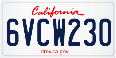 CA license plate 6VCW230