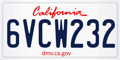 CA license plate 6VCW232