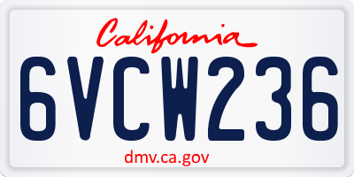 CA license plate 6VCW236
