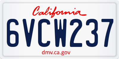 CA license plate 6VCW237