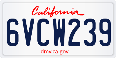CA license plate 6VCW239