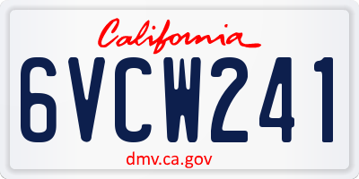 CA license plate 6VCW241