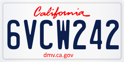 CA license plate 6VCW242