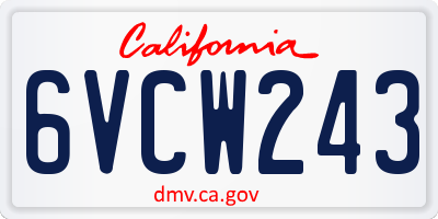 CA license plate 6VCW243