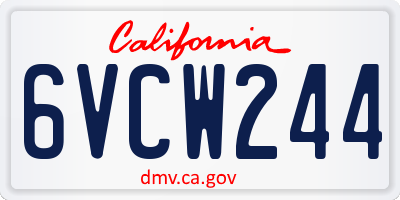 CA license plate 6VCW244