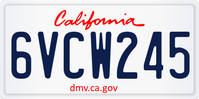 CA license plate 6VCW245