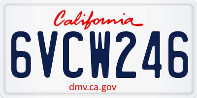 CA license plate 6VCW246