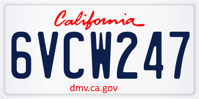 CA license plate 6VCW247