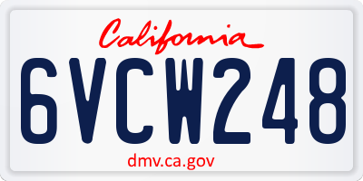 CA license plate 6VCW248