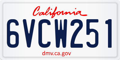CA license plate 6VCW251