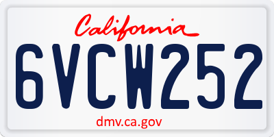 CA license plate 6VCW252