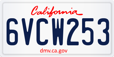 CA license plate 6VCW253