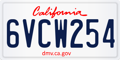 CA license plate 6VCW254