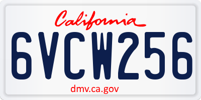 CA license plate 6VCW256
