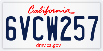 CA license plate 6VCW257