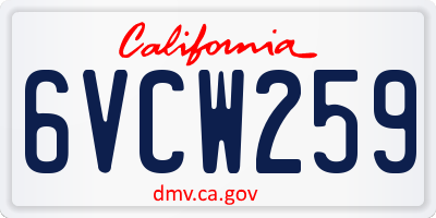 CA license plate 6VCW259