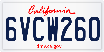 CA license plate 6VCW260