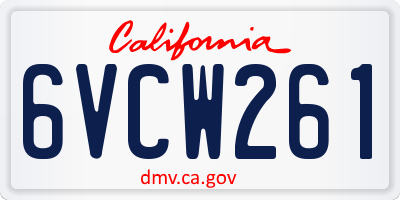 CA license plate 6VCW261