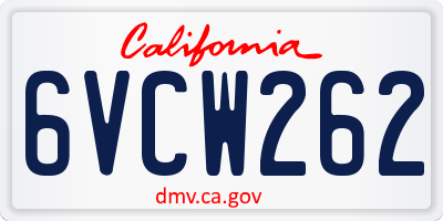 CA license plate 6VCW262