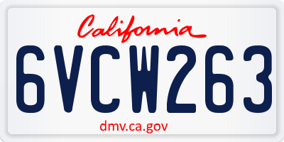 CA license plate 6VCW263