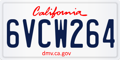 CA license plate 6VCW264