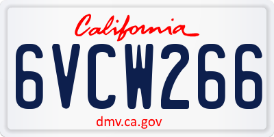 CA license plate 6VCW266
