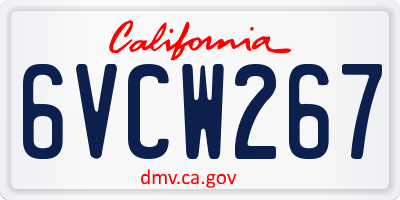CA license plate 6VCW267