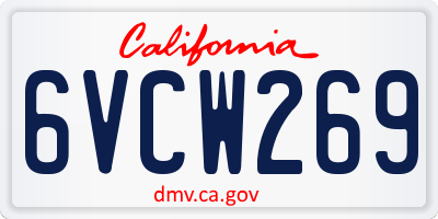 CA license plate 6VCW269