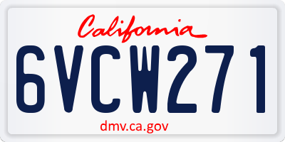 CA license plate 6VCW271