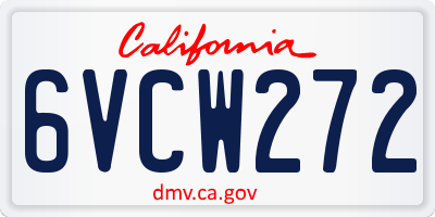 CA license plate 6VCW272