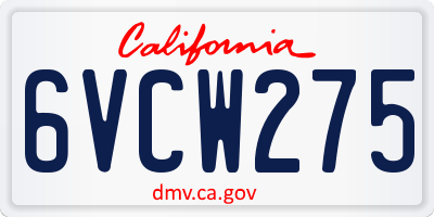 CA license plate 6VCW275
