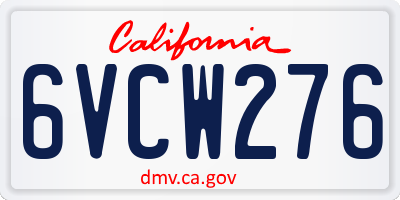 CA license plate 6VCW276