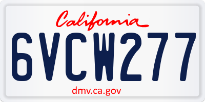 CA license plate 6VCW277
