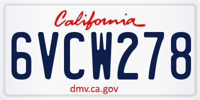 CA license plate 6VCW278