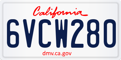 CA license plate 6VCW280