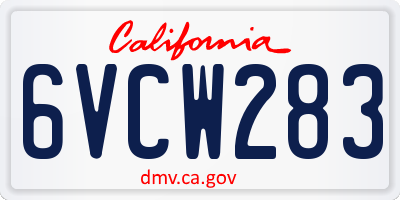 CA license plate 6VCW283