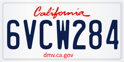CA license plate 6VCW284