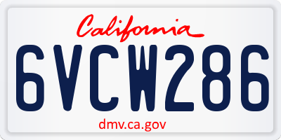 CA license plate 6VCW286