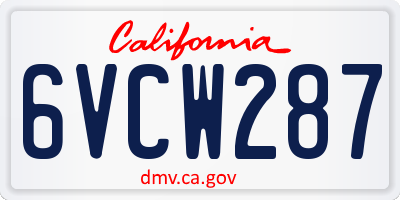 CA license plate 6VCW287
