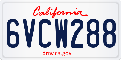 CA license plate 6VCW288