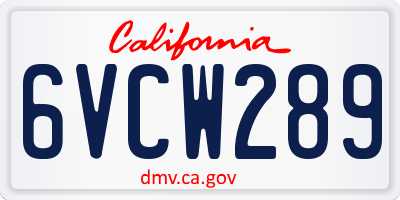 CA license plate 6VCW289