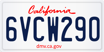 CA license plate 6VCW290